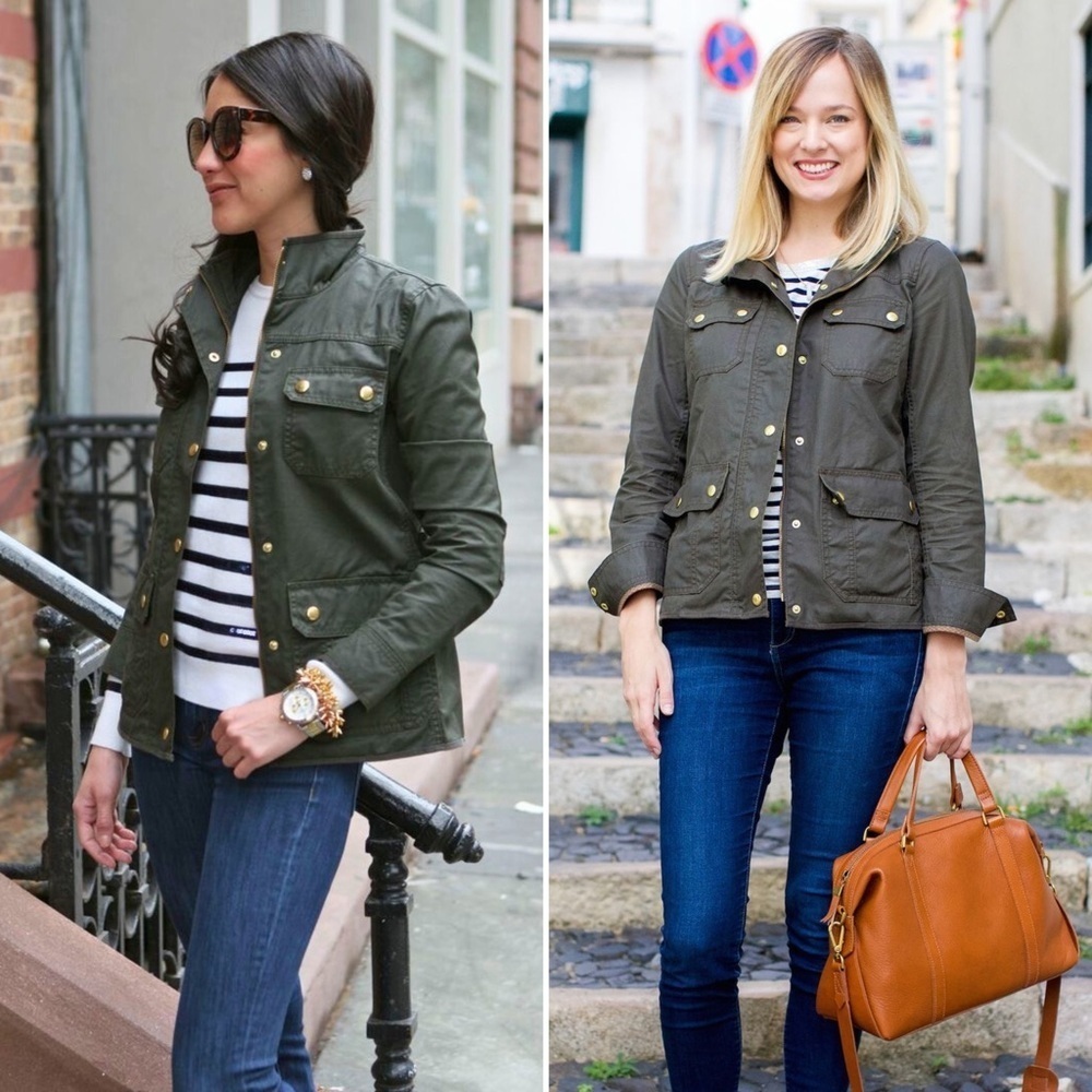 J.Crew Olive Green The Downtown Field Jacket with Gold Accents Size Small